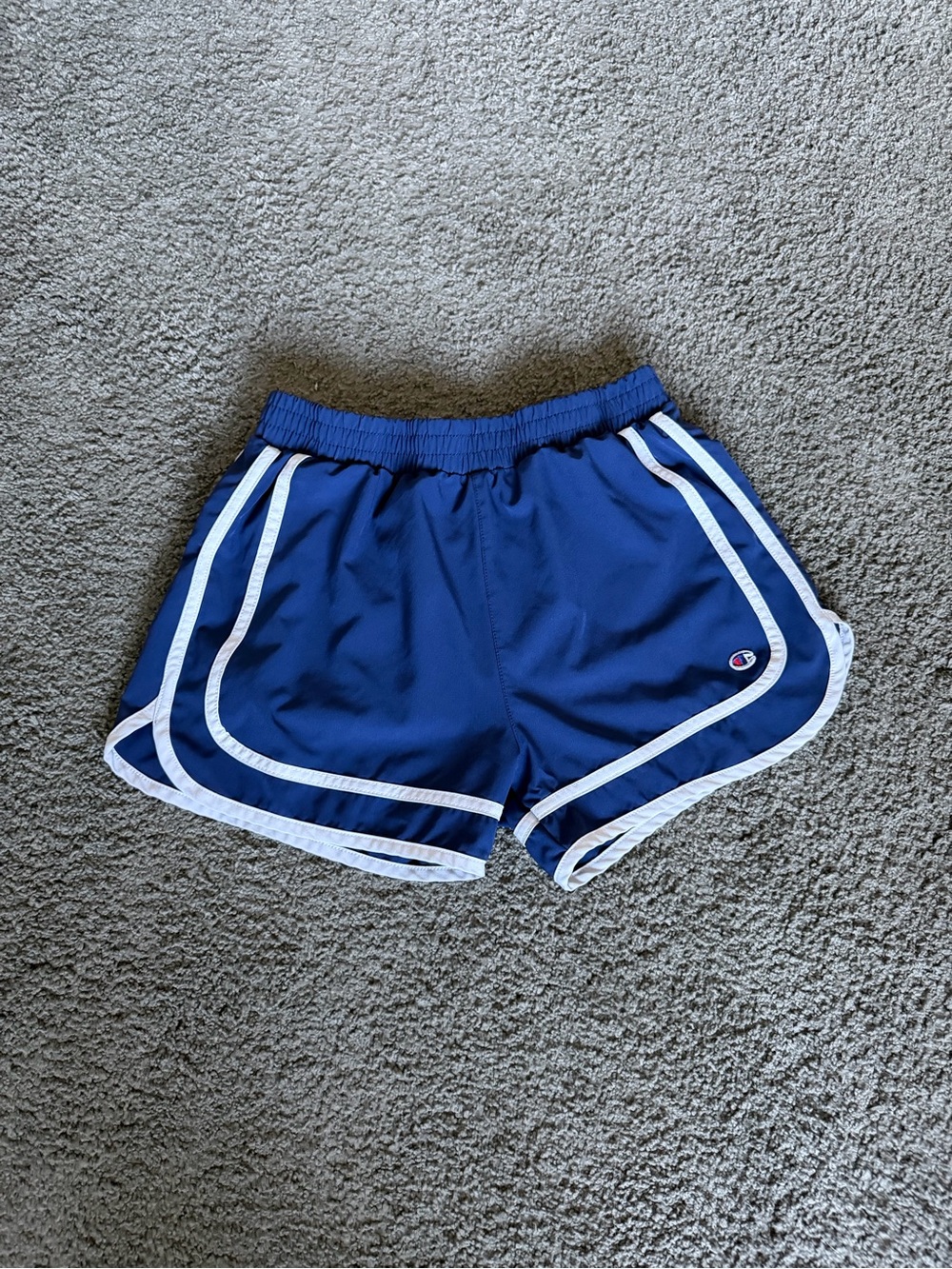 Champion Retro Kids Large Navy Blue Athletic Shorts with White Trim
